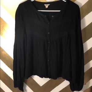Black button down crop top
